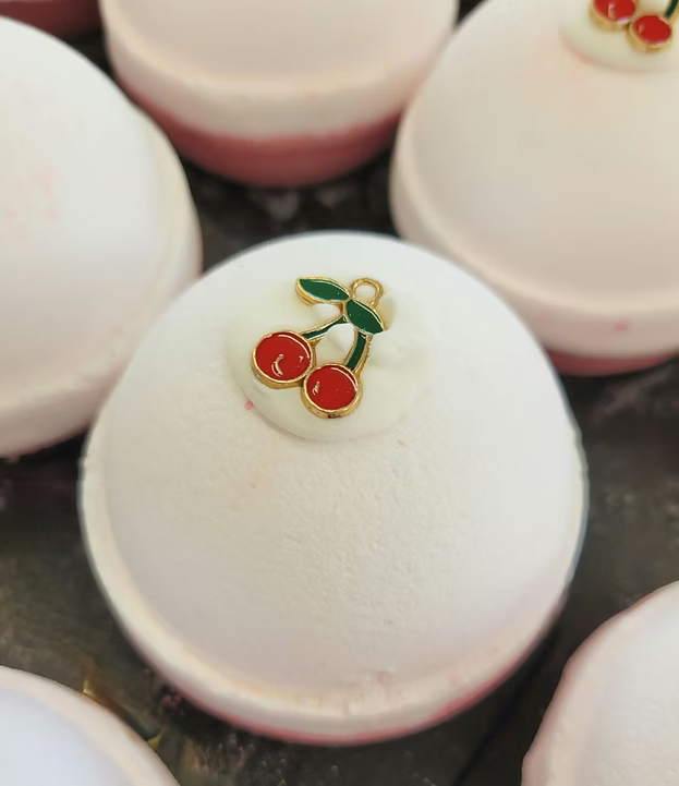 Cherry Slushie Bath Bomb with Cherry Charm