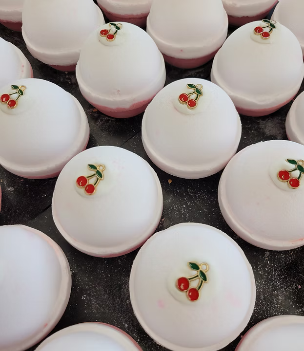 Cherry Slushie Bath Bomb with Cherry Charm