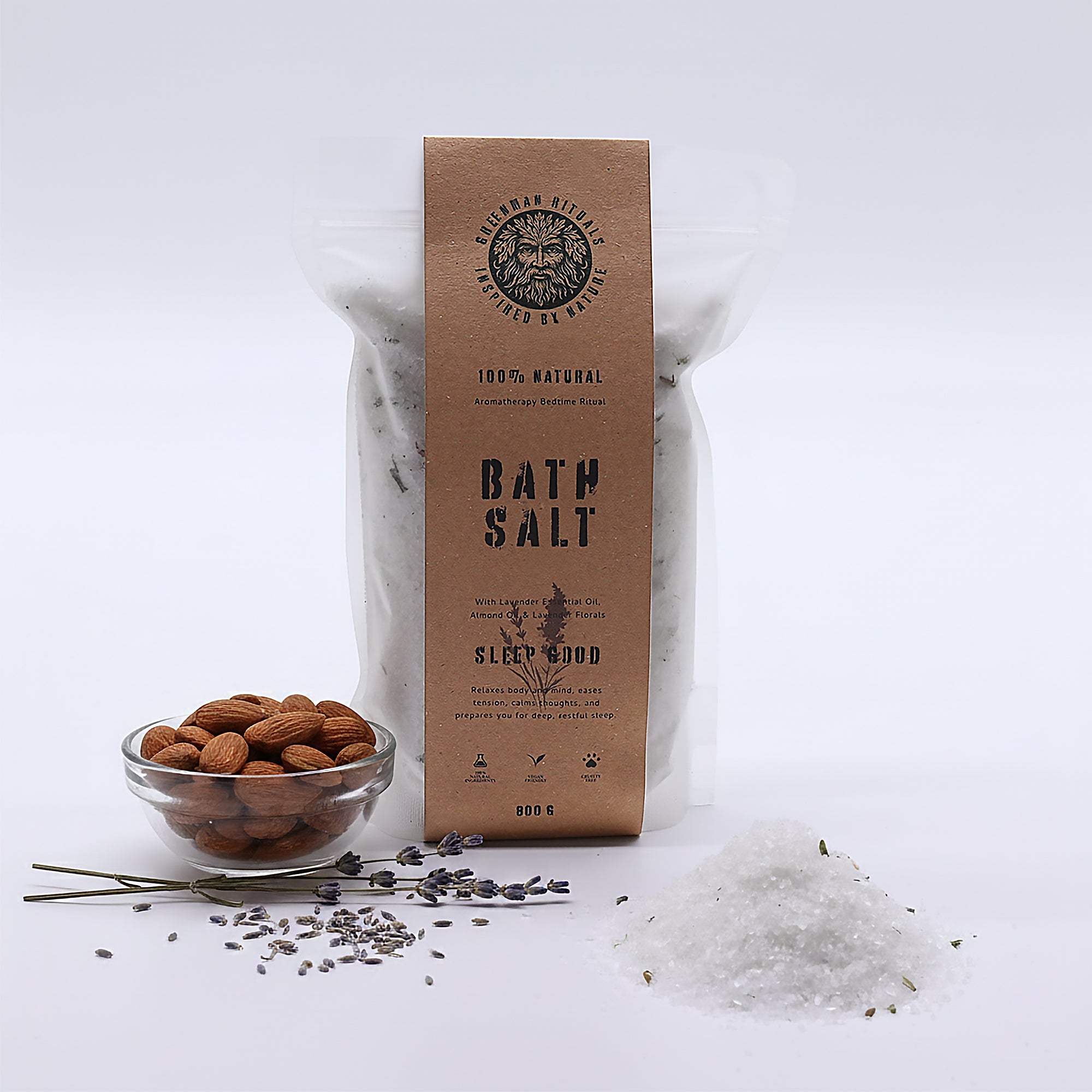 Aromatherapy Bath Salts with Lavender Essential Oil, Almond Oil & Lavender Florals 800g
